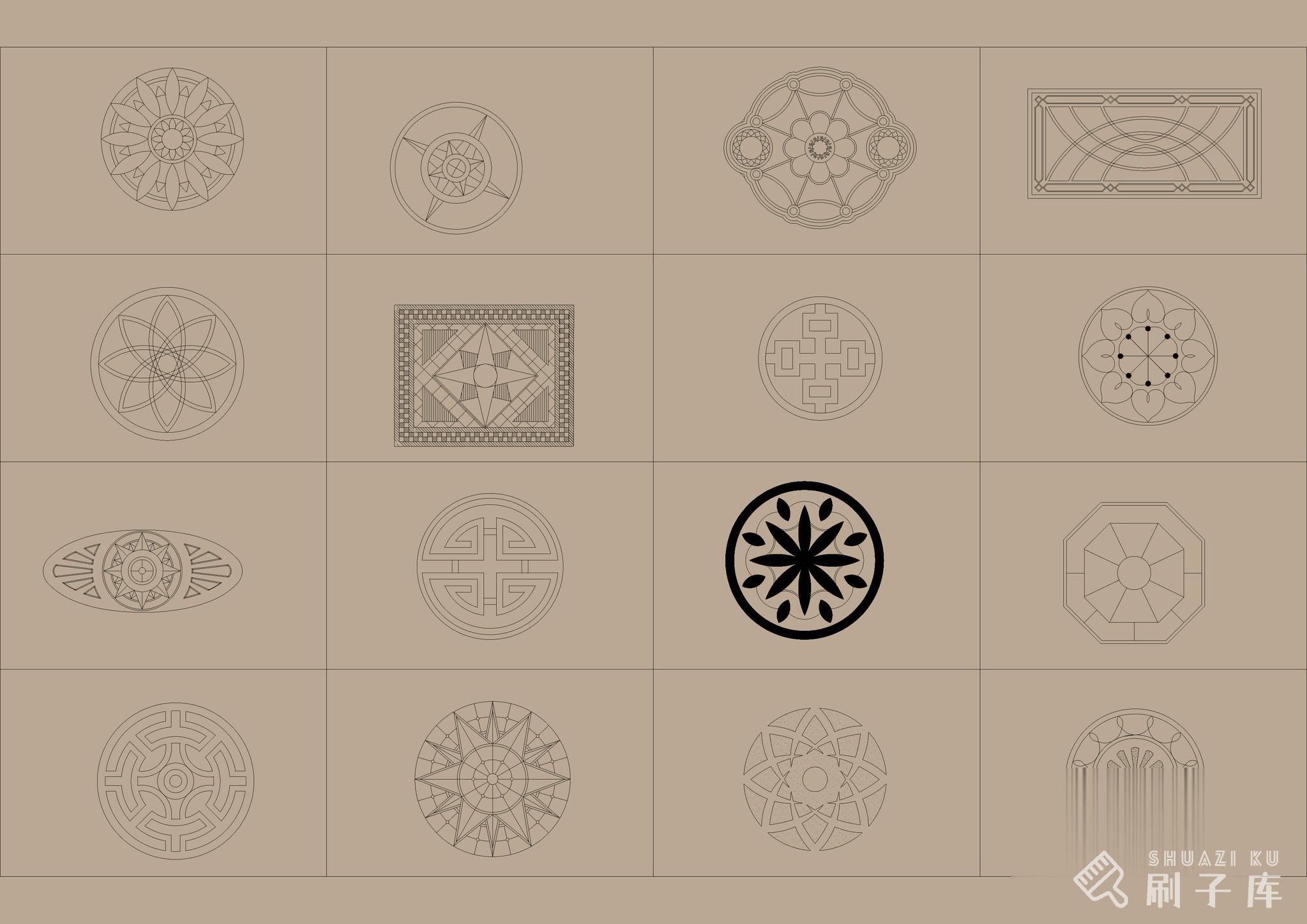 图片[3]-地面拼花图案CAD模块合集350款-刷子库