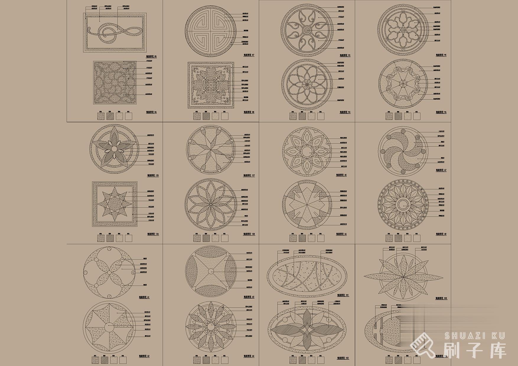 图片[9]-地面拼花图案CAD模块合集350款-刷子库