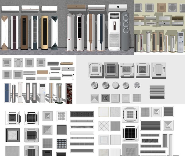 现代空调_立式空调_挂饰空调_智能空调_出风口SU模型-刷子库