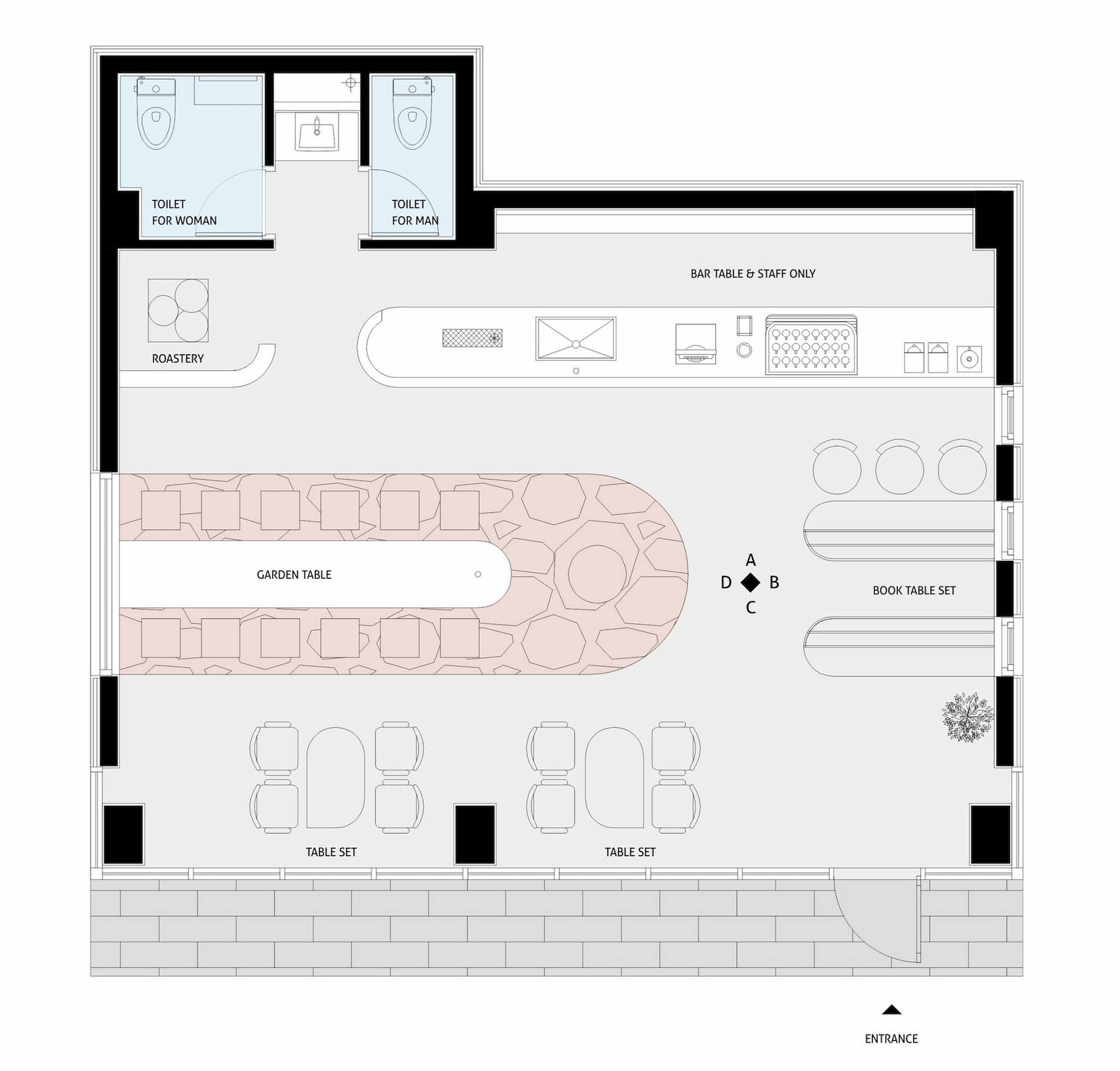 【设计师必备】100张咖啡店、饮品店、甜品店平面图-3