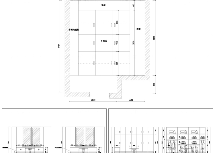 图片[19]-家装衣柜酒橱柜子榻榻米书柜鞋柜家具CAD图库平立面施工图纸设计-刷子库