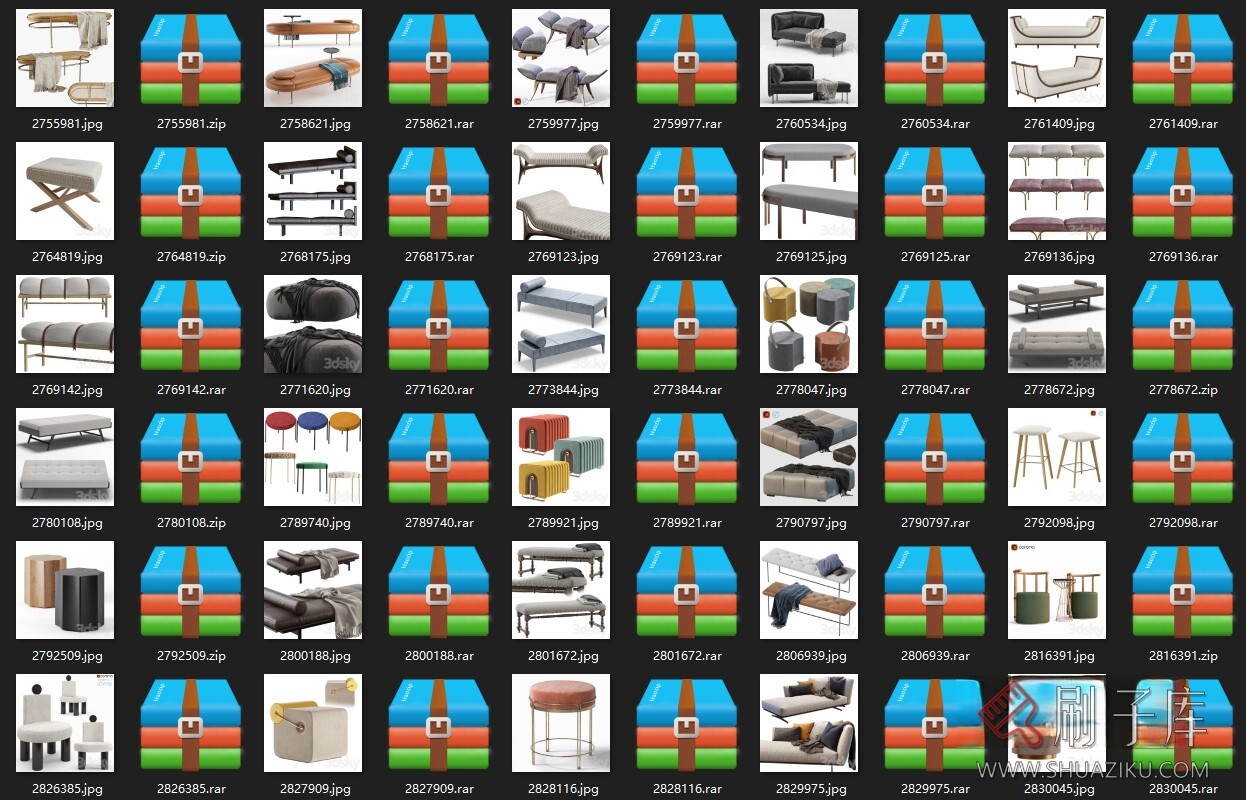图片[3]-39个凳子模型3dsky&桌椅类-刷子库