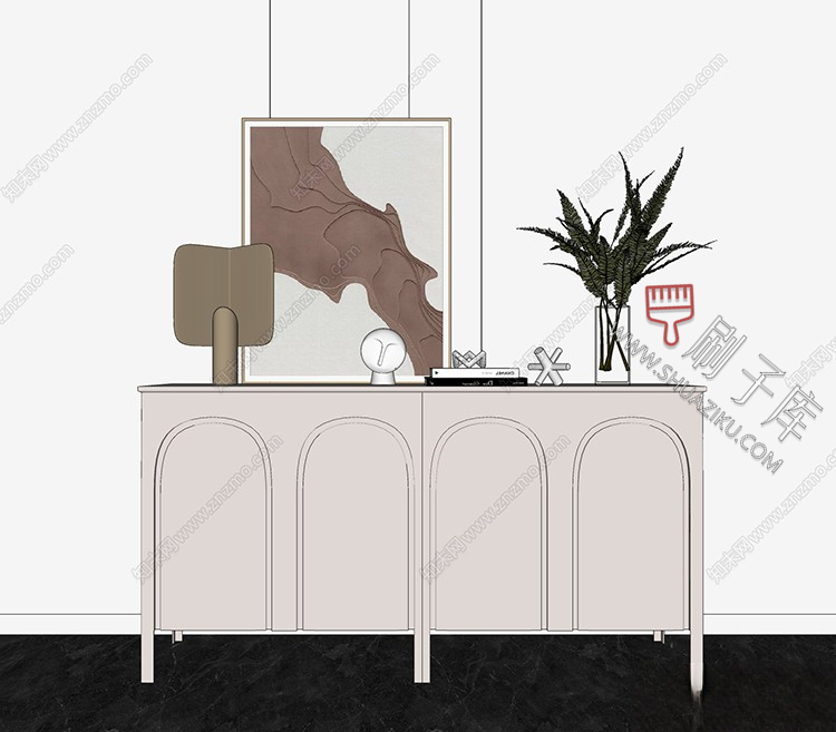 图片[11]-草图大师现代简约轻奢侘寂玄关柜边柜装饰柜端景台挂画摆件SU模型-刷子库