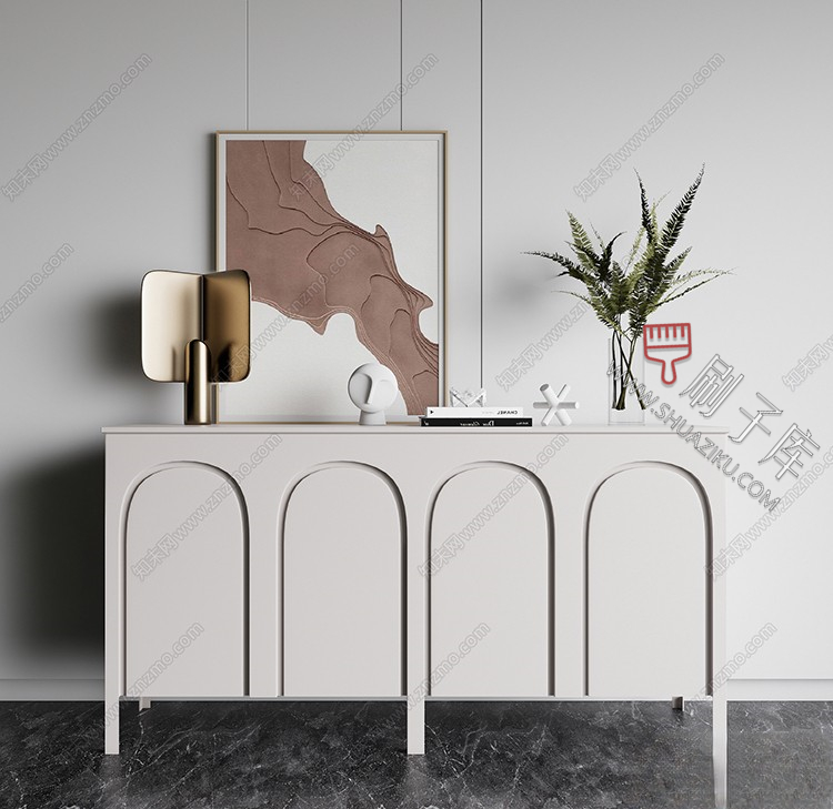 图片[10]-草图大师现代简约轻奢侘寂玄关柜边柜装饰柜端景台挂画摆件SU模型-刷子库