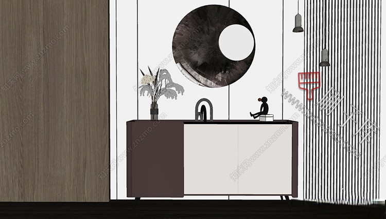 图片[15]-草图大师现代简约轻奢侘寂玄关柜边柜装饰柜端景台挂画摆件SU模型-刷子库