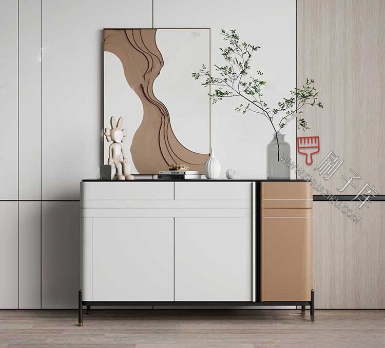 图片[20]-草图大师现代简约轻奢侘寂玄关柜边柜装饰柜端景台挂画摆件SU模型-刷子库