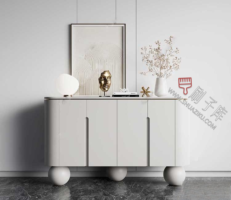 图片[22]-草图大师现代简约轻奢侘寂玄关柜边柜装饰柜端景台挂画摆件SU模型-刷子库