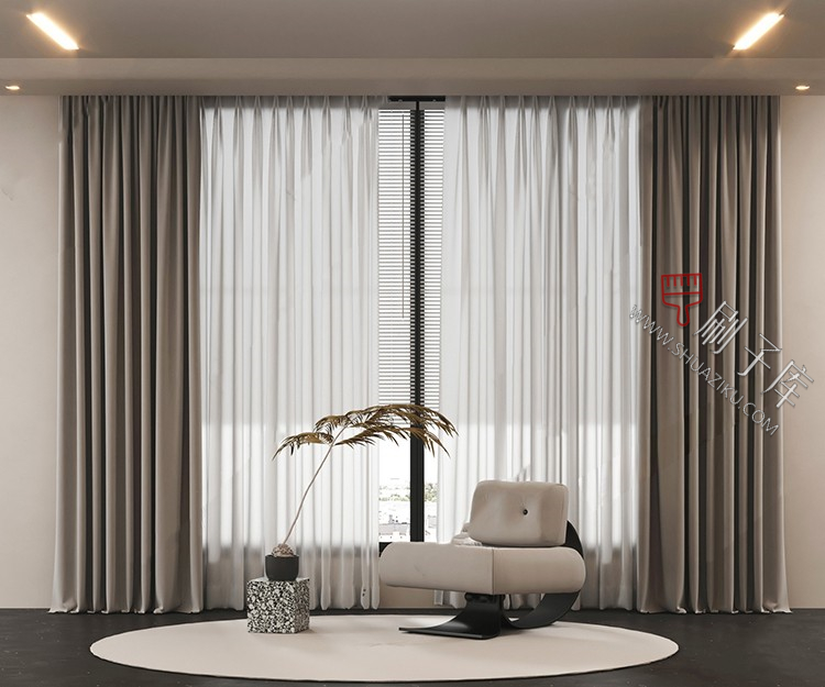 图片[3]-软装窗帘纱帘帷幔遮光拉帘SU模型草图大师-刷子库