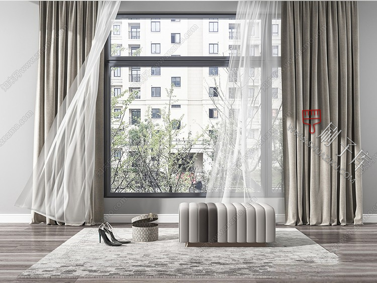 图片[9]-软装窗帘纱帘帷幔遮光拉帘SU模型草图大师-刷子库