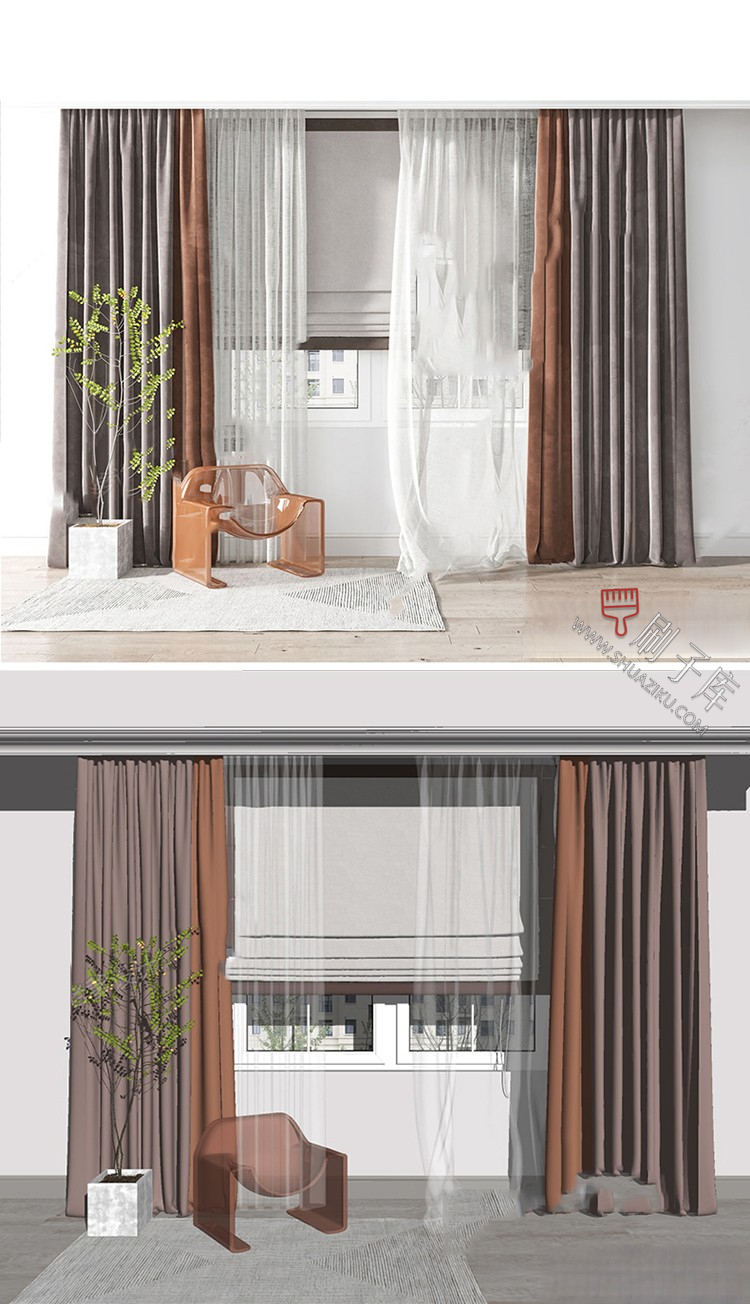 图片[15]-软装窗帘纱帘帷幔遮光拉帘SU模型草图大师-刷子库