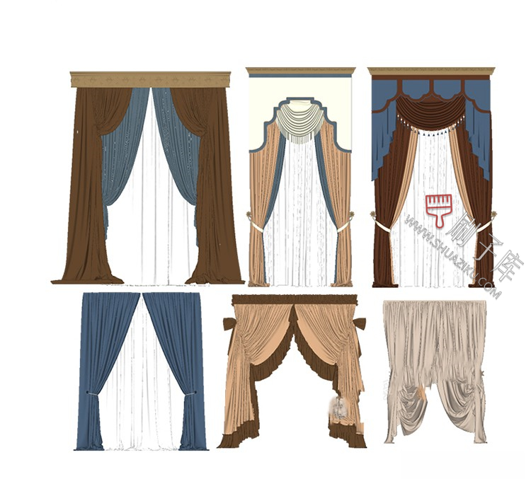 图片[18]-软装窗帘纱帘帷幔遮光拉帘SU模型草图大师-刷子库