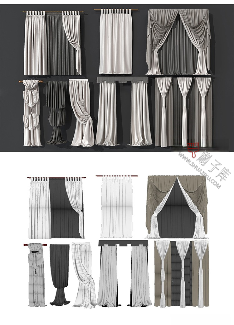 图片[19]-软装窗帘纱帘帷幔遮光拉帘SU模型草图大师-刷子库