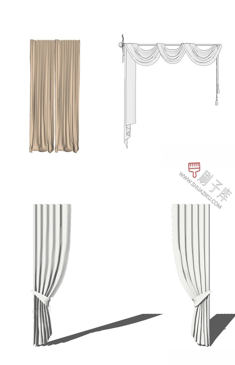 图片[24]-软装窗帘纱帘帷幔遮光拉帘SU模型草图大师-刷子库