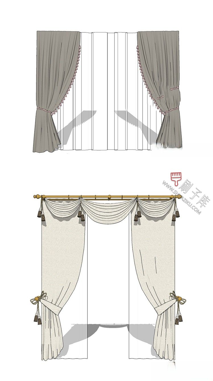 图片[27]-软装窗帘纱帘帷幔遮光拉帘SU模型草图大师-刷子库