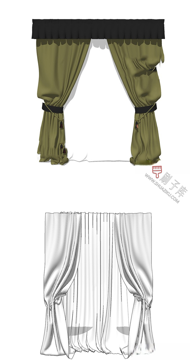 图片[28]-软装窗帘纱帘帷幔遮光拉帘SU模型草图大师-刷子库