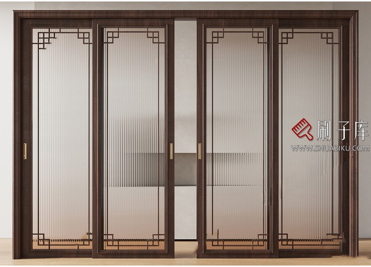 图片[20]-室内卧室单开双开实木玻璃推拉门SU模型防盗门木门草图大师谷仓门-刷子库