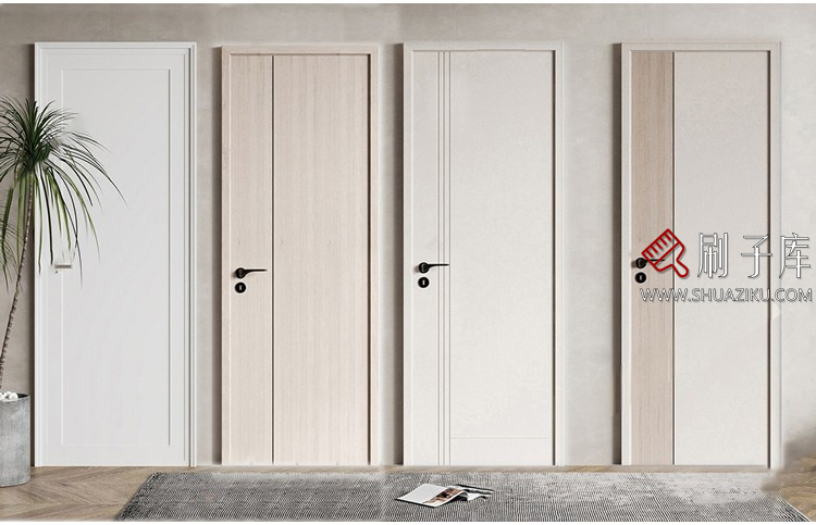 图片[26]-室内卧室单开双开实木玻璃推拉门SU模型防盗门木门草图大师谷仓门-刷子库