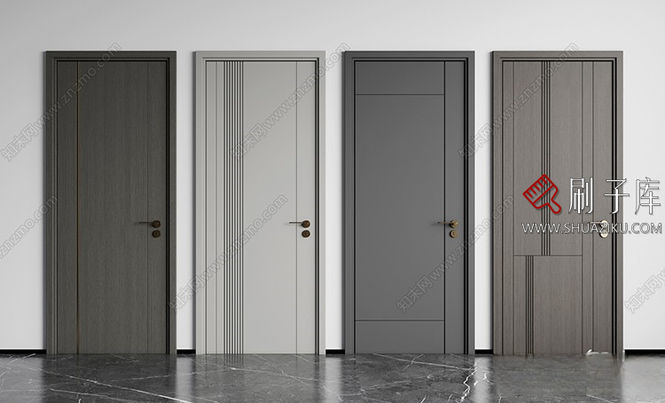 图片[30]-室内卧室单开双开实木玻璃推拉门SU模型防盗门木门草图大师谷仓门-刷子库