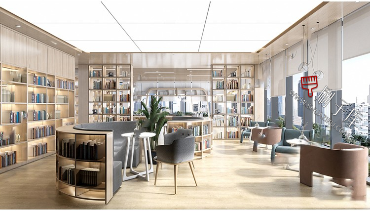 图片[4]-书吧SU模型工业风书咖图书馆室内设计草图大师书店CAD施工图素材-刷子库