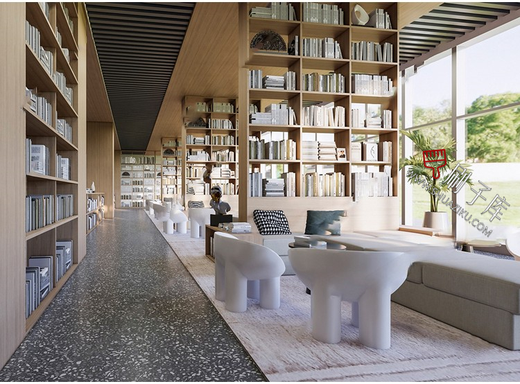 图片[12]-书吧SU模型工业风书咖图书馆室内设计草图大师书店CAD施工图素材-刷子库