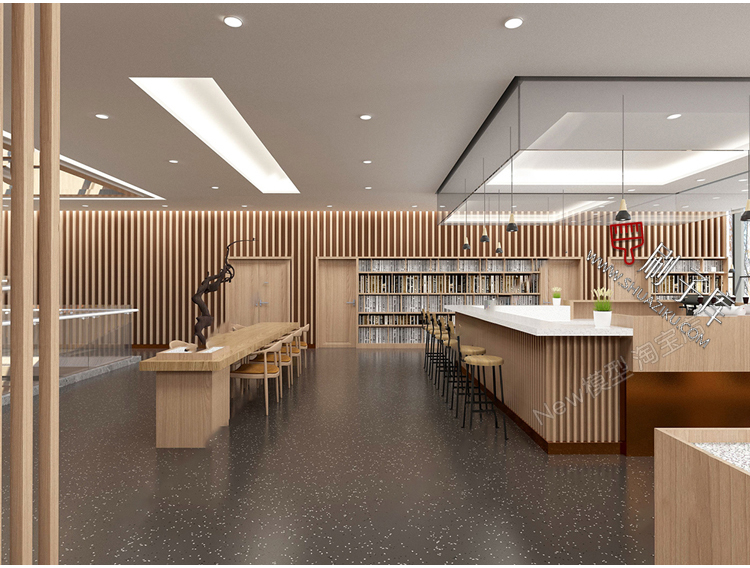 图片[15]-书吧SU模型工业风书咖图书馆室内设计草图大师书店CAD施工图素材-刷子库