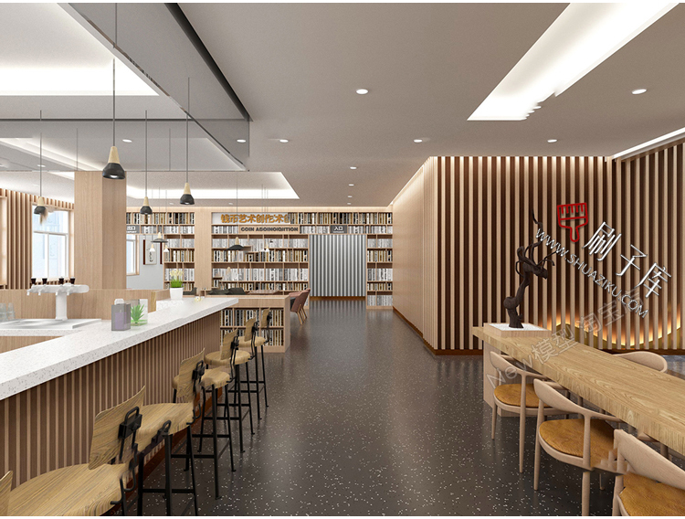 图片[17]-书吧SU模型工业风书咖图书馆室内设计草图大师书店CAD施工图素材-刷子库