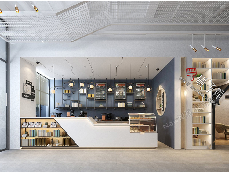 图片[21]-书吧SU模型工业风书咖图书馆室内设计草图大师书店CAD施工图素材-刷子库