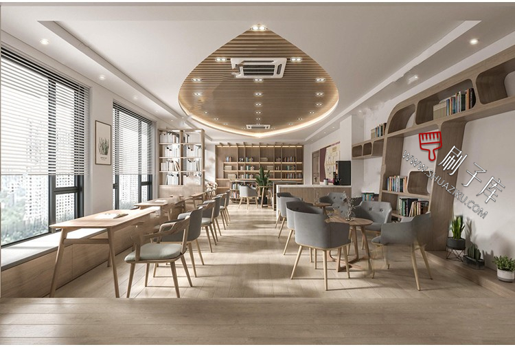 图片[30]-书吧SU模型工业风书咖图书馆室内设计草图大师书店CAD施工图素材-刷子库