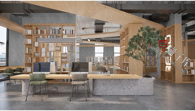 图片[33]-书吧SU模型工业风书咖图书馆室内设计草图大师书店CAD施工图素材-刷子库