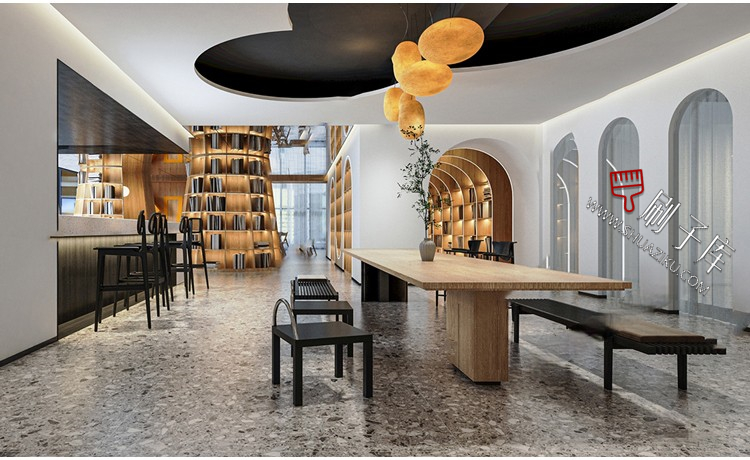 图片[36]-书吧SU模型工业风书咖图书馆室内设计草图大师书店CAD施工图素材-刷子库