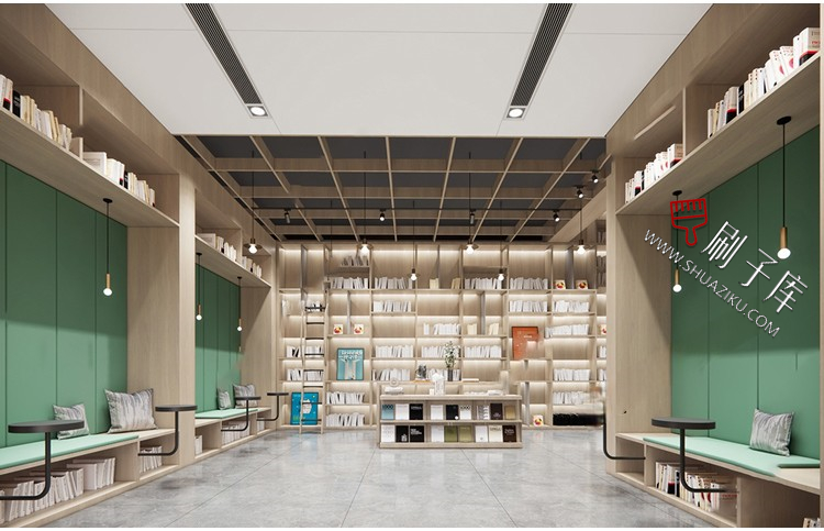 图片[41]-书吧SU模型工业风书咖图书馆室内设计草图大师书店CAD施工图素材-刷子库
