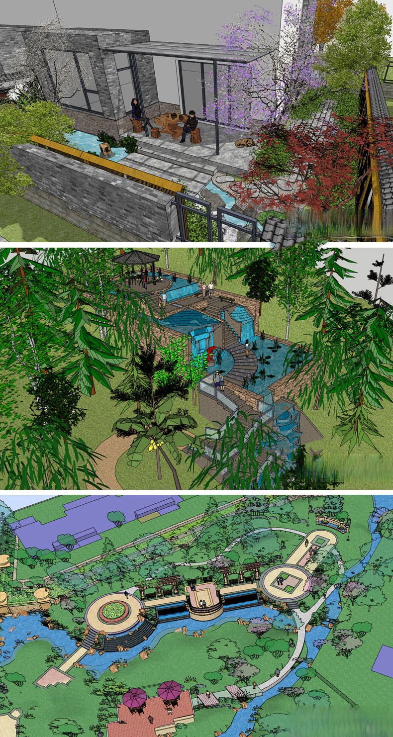 图片[12]-新中式日式欧式别墅室外庭院露台屋顶花园空中会所景观SU模型素材-刷子库