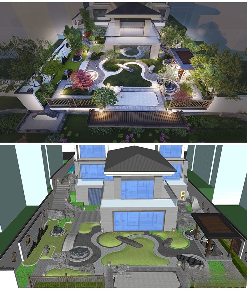 图片[11]-新中式日式欧式别墅室外庭院露台屋顶花园空中会所景观SU模型素材-刷子库