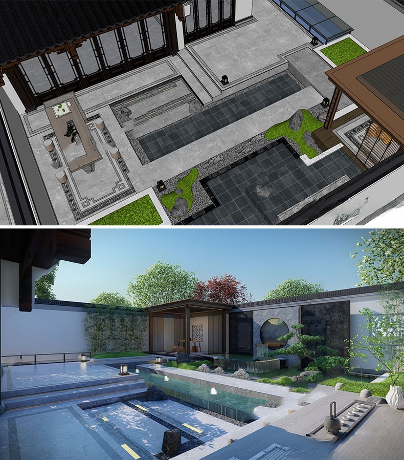 图片[15]-新中式日式欧式别墅室外庭院露台屋顶花园空中会所景观SU模型素材-刷子库