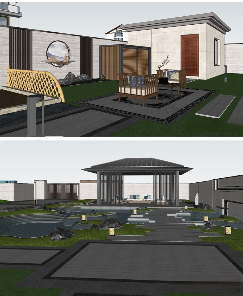 图片[17]-新中式日式欧式别墅室外庭院露台屋顶花园空中会所景观SU模型素材-刷子库