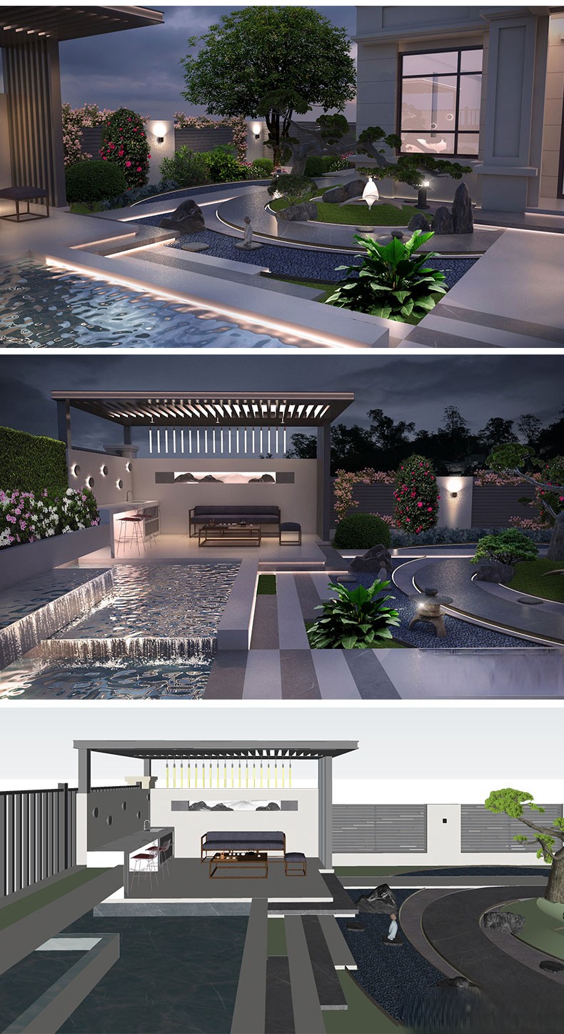 图片[27]-新中式日式欧式别墅室外庭院露台屋顶花园空中会所景观SU模型素材-刷子库