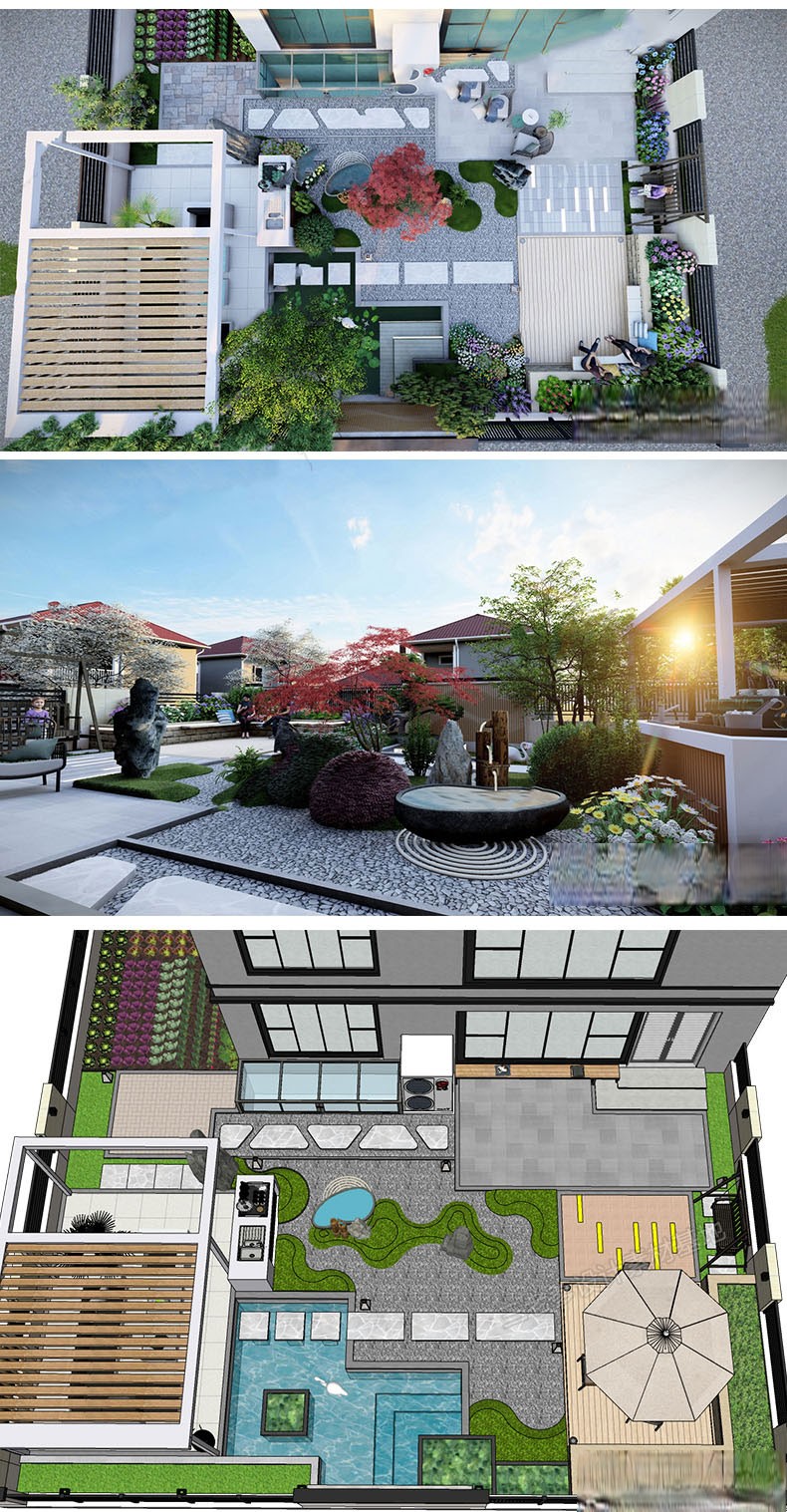 图片[29]-新中式日式欧式别墅室外庭院露台屋顶花园空中会所景观SU模型素材-刷子库