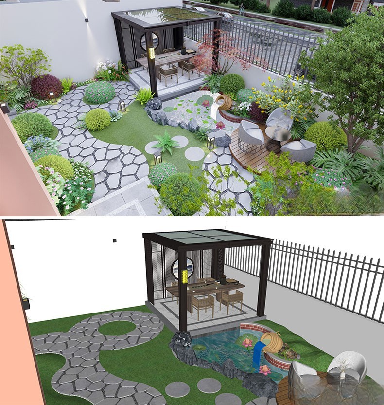 图片[28]-新中式日式欧式别墅室外庭院露台屋顶花园空中会所景观SU模型素材-刷子库