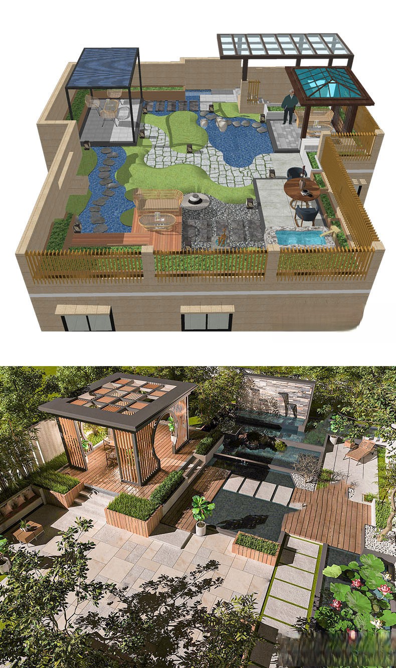 图片[35]-新中式日式欧式别墅室外庭院露台屋顶花园空中会所景观SU模型素材-刷子库