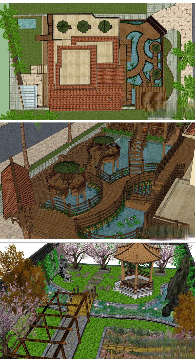 图片[37]-新中式日式欧式别墅室外庭院露台屋顶花园空中会所景观SU模型素材-刷子库