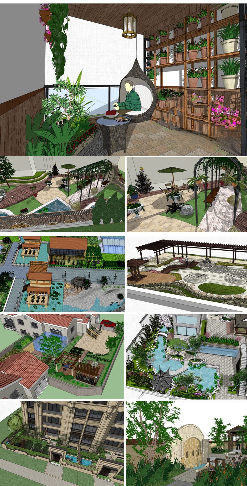 图片[38]-新中式日式欧式别墅室外庭院露台屋顶花园空中会所景观SU模型素材-刷子库