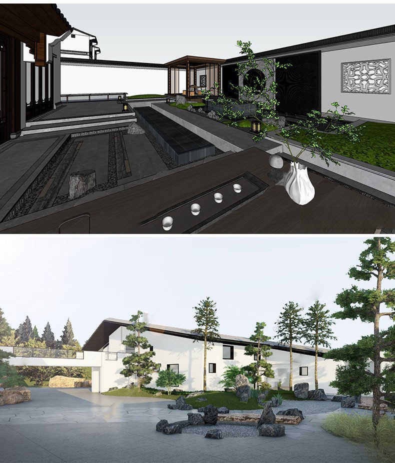 图片[48]-新中式日式欧式别墅室外庭院露台屋顶花园空中会所景观SU模型素材-刷子库