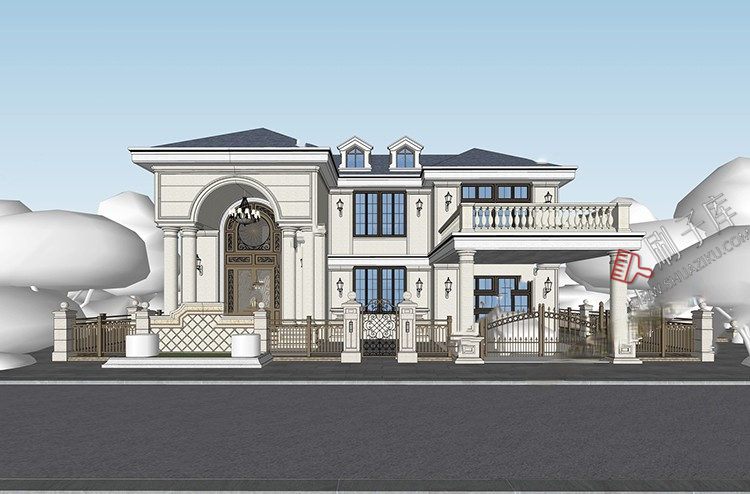 图片[3]-独栋别墅建筑SU模型CAD施工图配套度假村外观民宿自建房草图大师-刷子库