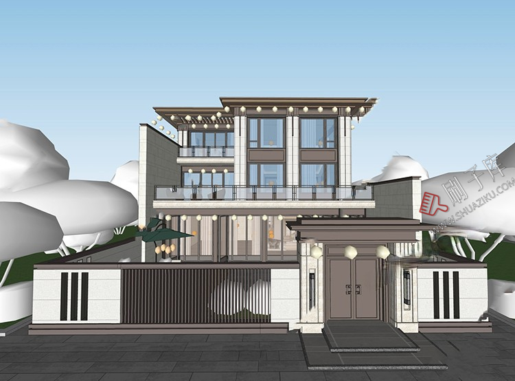 图片[5]-独栋别墅建筑SU模型CAD施工图配套度假村外观民宿自建房草图大师-刷子库