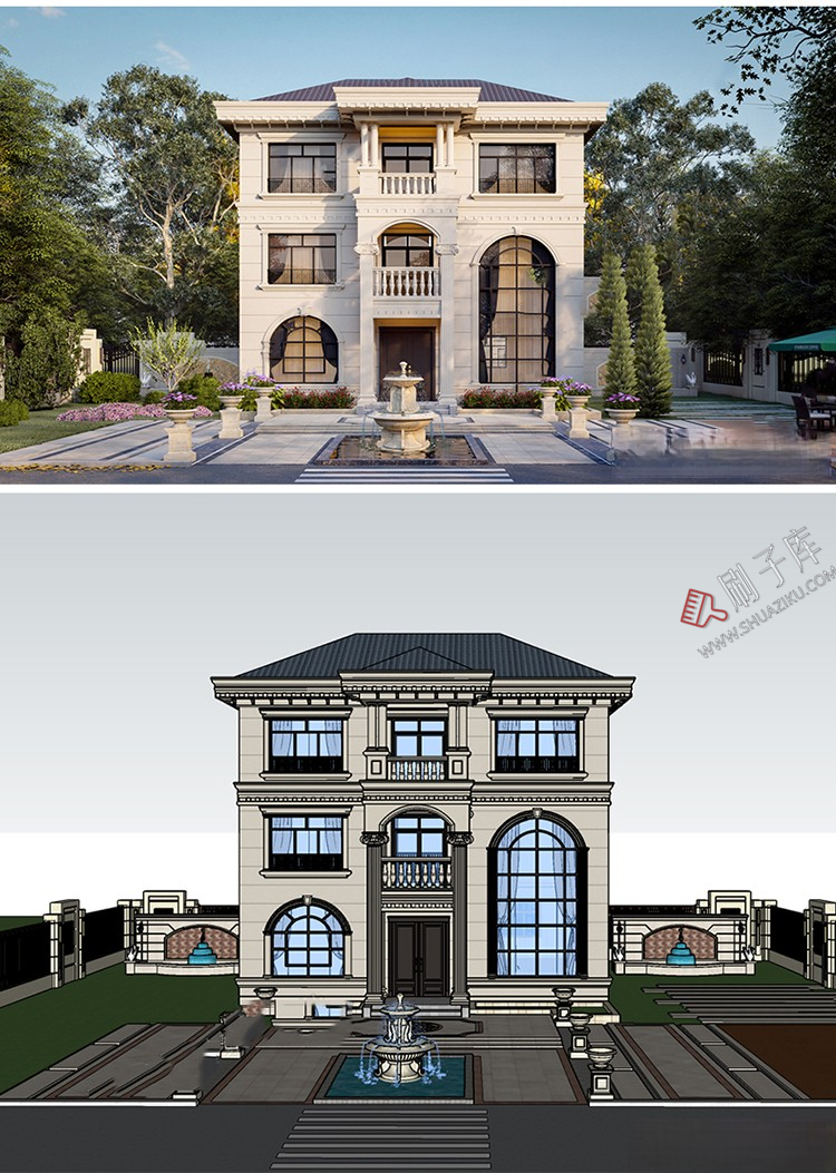 图片[20]-独栋别墅建筑SU模型CAD施工图配套度假村外观民宿自建房草图大师-刷子库