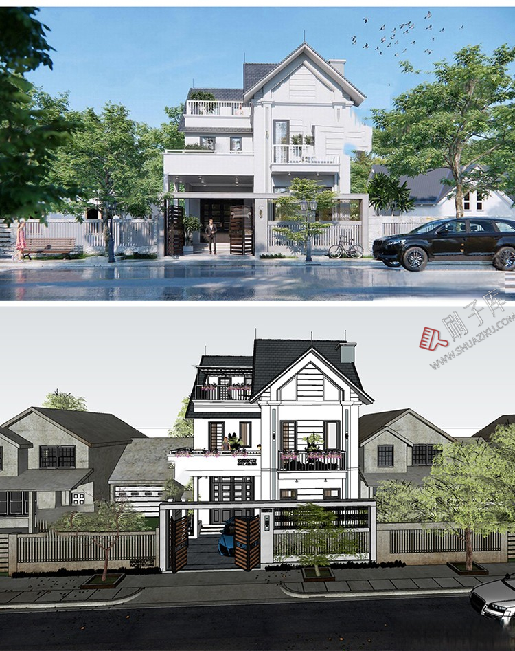 图片[19]-独栋别墅建筑SU模型CAD施工图配套度假村外观民宿自建房草图大师-刷子库