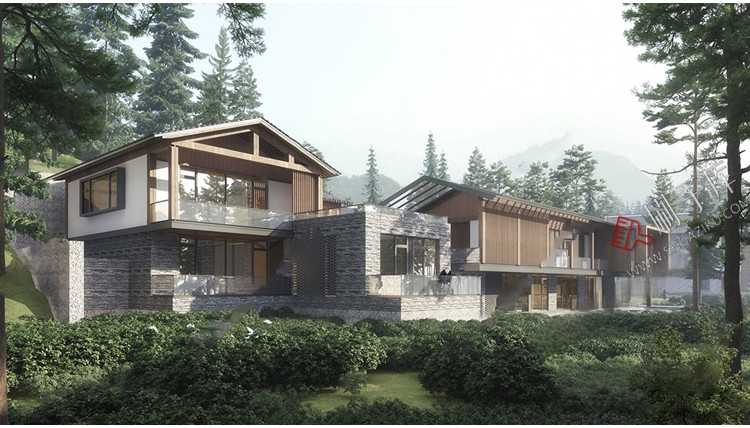 图片[4]-草图大师民宿度假村酒店中式现代别墅客栈旅游创意外观建筑SU模型-刷子库