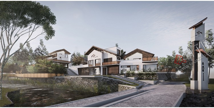 图片[5]-草图大师民宿度假村酒店中式现代别墅客栈旅游创意外观建筑SU模型-刷子库