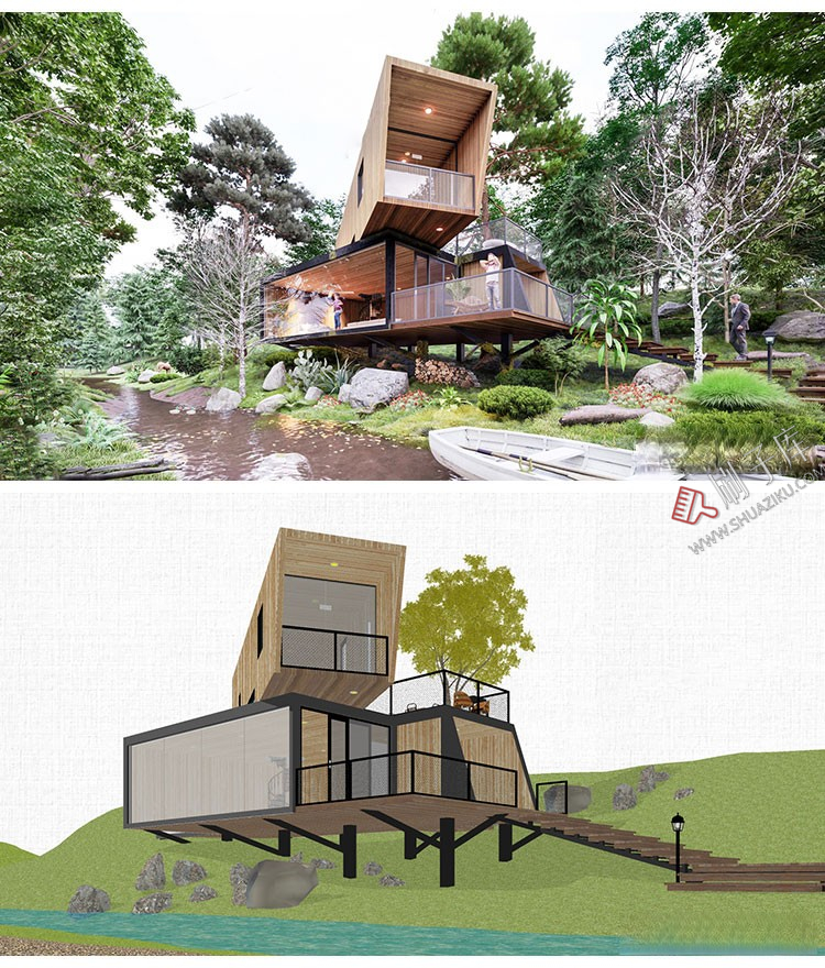 图片[19]-草图大师民宿度假村酒店中式现代别墅客栈旅游创意外观建筑SU模型-刷子库