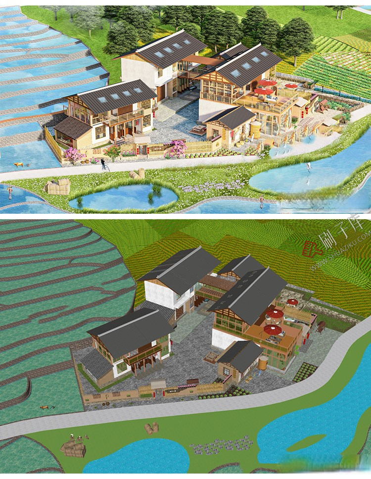 图片[23]-草图大师民宿度假村酒店中式现代别墅客栈旅游创意外观建筑SU模型-刷子库